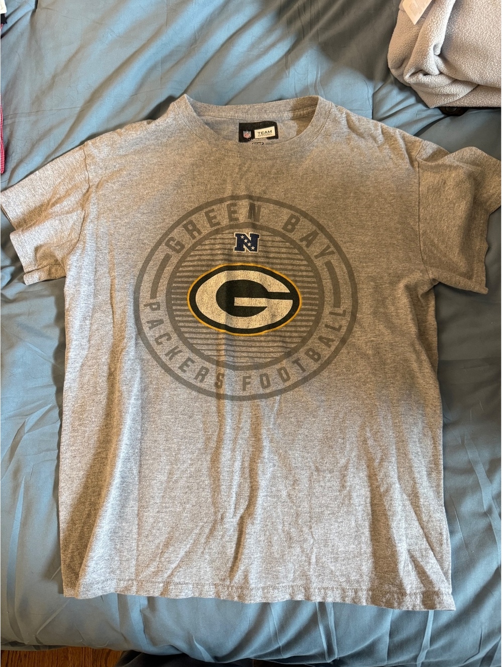 Majestic NFL Green Bay Packers Graphic T-Shirt Mens Small Heather Grey